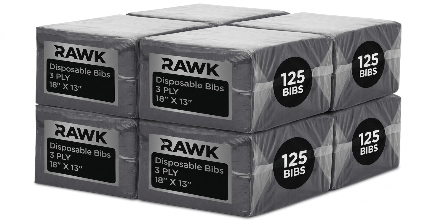 RAWK Lab tattoo bibs bulk supply 8 boxes, 1000 count black waterproof tattoo workstation bibs for studios
