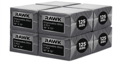 RAWK Lab tattoo bibs bulk supply 8 boxes, 1000 count black waterproof tattoo workstation bibs for studios